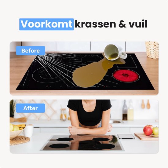 LUFT Inductie Beschermer 6 Pack - Hittebestendig tot 280 ºC - Panbeschermers - Afdekplaat voor Kookplaat - Mat - Matjes rond - Geschikt voor Booster Functie - Zwart - Inductieplaat beschermer