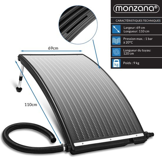 Monzana Zwembadverwarming Solar - 10000 L/h - 32&38mm – Verstelbaar