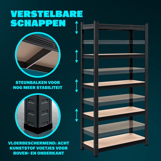 Opbergrek 2 Stuks – Incl. MDF-Planken - 180x90x40cm Zwart