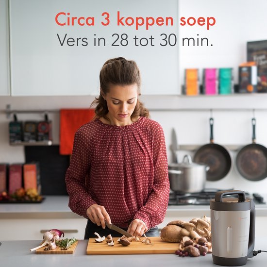 KitchenBrothers Soepmaker - 1.6L - 5 Programma's - Timer Display - Blender - RVS/Zwart