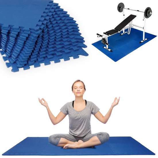 Foamtegels, zwembadtegels 16 delig, ondergrond voor zwembad, blauw