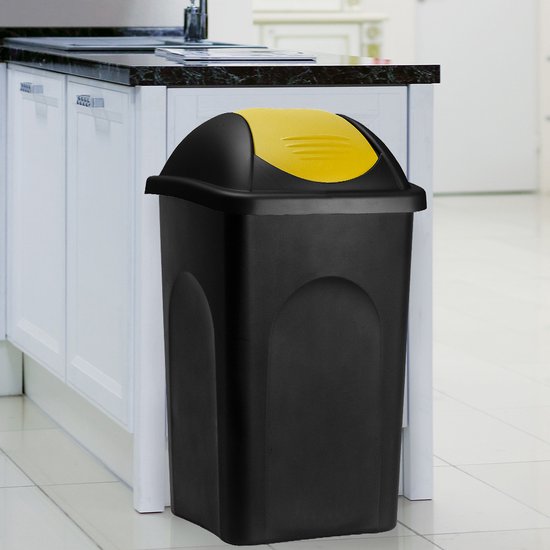 Deuba Prullenbak - Klapdeksel 60L 68x41x41cm Kunststof – Geel