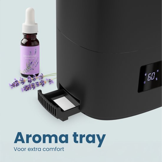 Auronic Luchtbevochtiger - 5 Liter - Geschikt voor Woonkamer, Kantoor, Slaapkamer, Babykamer en Meer - BPA-Vrij - Zwart