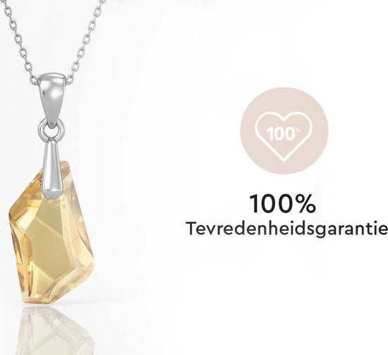 Yolora Dames Ketting met Druppel Hanger en Kalpa Camaka Kristal - Zilver kleurig - 18K Witgoud Verguld - Cadeauverpakking