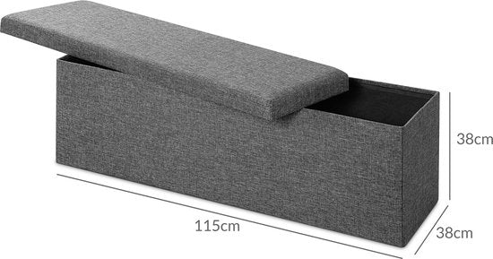 Casaria Opbergbank - 115x40x40cm Opvouwbaar 131L Stof – Grijs