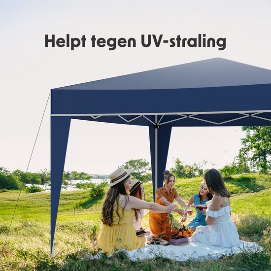 LifeGoods Partytent - Paviljoen - Easy Up - Opvouwbaar - Waterdicht - Met Draagtas - 300 x 300 cm – Blauw