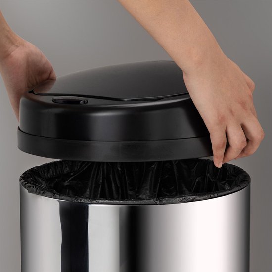 Automatische Prullenbak / Afvalemmer / Sensorprullenbak - 40 Liter - Zilver - Rond