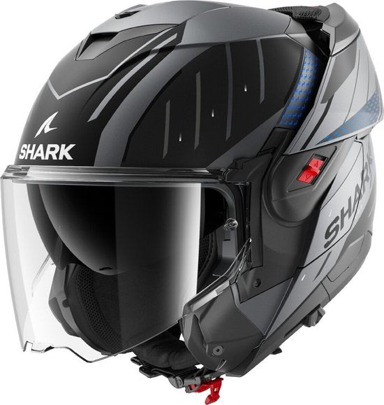 SHARK Oxo Rydger Mat Antraciet Blauw Zwart ABK Systeemhelm - Maat XL - Helm
