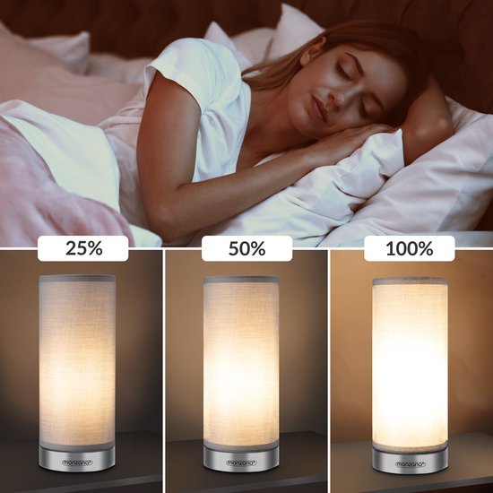Monzana Tafellamp 2 Stuks LED – Dimbaar E14 - Satijn Nikkel Grijs