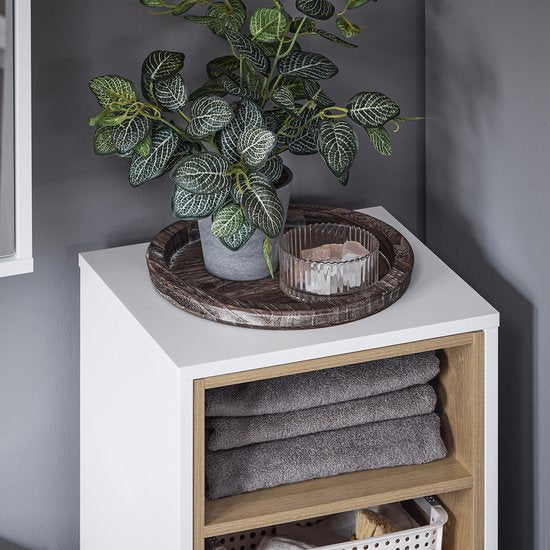 SoBuy BZR146-W Badkamerkast - Wit Houtcomposiet met Wasmand