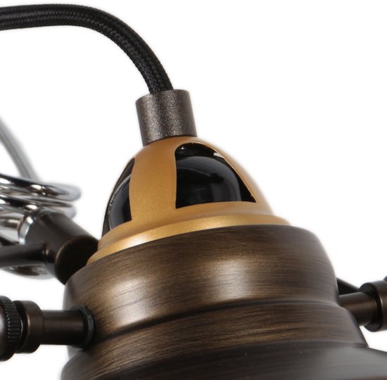 Bronzen wandlamp Nove 1320BR met E27 fitting, 190 cm snoer en schakelaar, industrieel design, van merk Mexlite, gemaakt van metaal en kunststof
