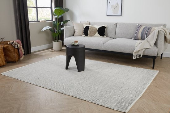 Lifa Living Vloerkleed – Wol & Katoen – Geweven – 160x230 cm – Scandinavisch Design – Zwart/Wit