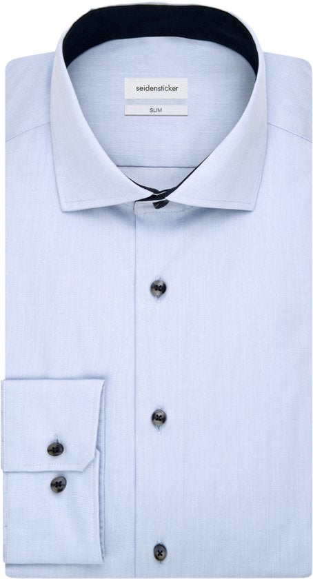 Seidensticker Slim Fit Langarm Poplin Herenoverhemd – Maat 38 – Blauw