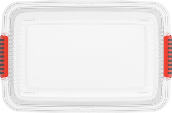 Kis K Latch Box L - Opbergbox met Deksel - 43L - 59x39x28 - Transparant/Oranje clips