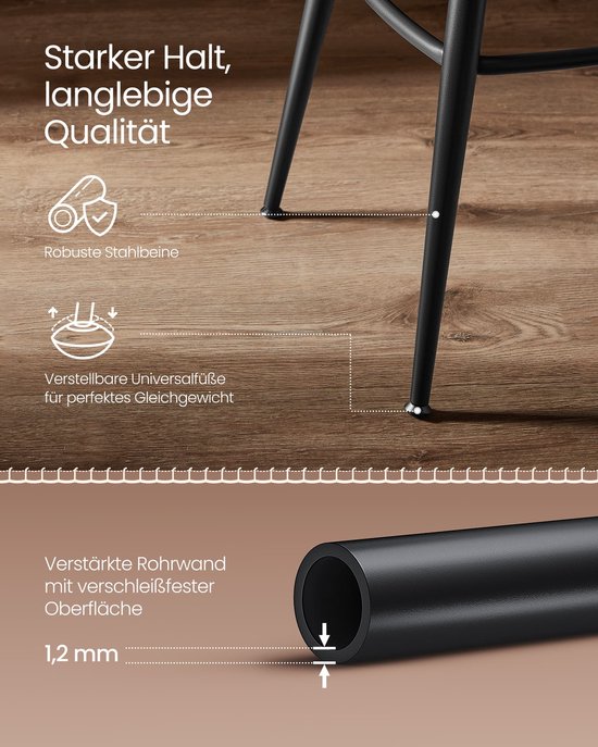 Barkruk – Set van 2 – Draaibare rugleuning – 65cm hoog- Karamelbruin