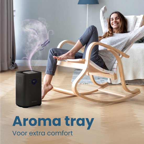 Auronic Luchtbevochtiger - 4 l Capaciteit - Aromatherapie - Nachtmodus - BPA-vrij & Fluisterstil - 360 Graden Mondstuk - Kunststof - Zwart