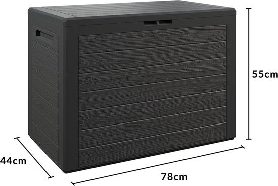 Casaria Tuinkussen Opbergbox – 190L Kunststof UV Bestendig Antraciet