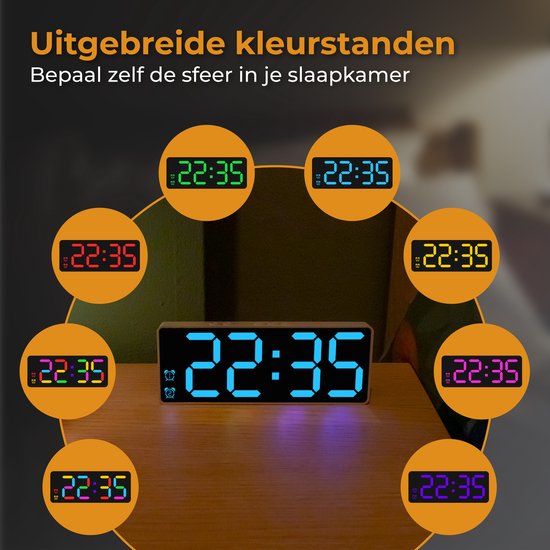 Nuvance Digitale Wekker - Digitale Klok - Wekkers voor Kinderen & Volwassenen - Reiswekker - Slaapkamer - Led Wekkers Digitaal