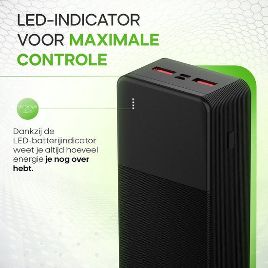 iSetchi BoostMax - Universele Powerbank - 30000 mAh - Externe Batterij - Noodpakket - USB-C & Micro USB - Draagbare Lader - 22.5W Fast Charge - Zwart