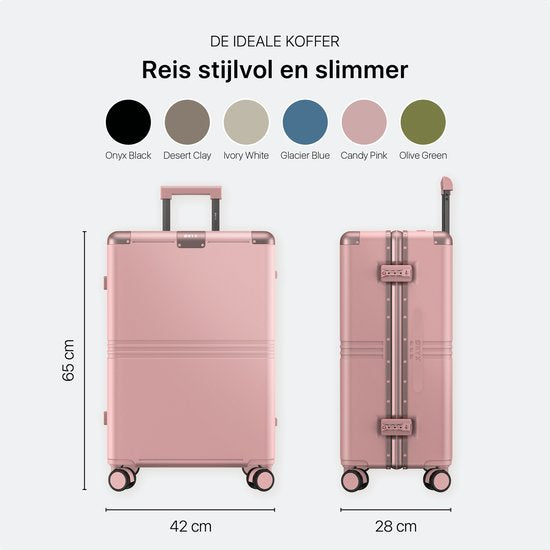 ONYX Hybrid Pro Check-in Koffer Medium 70 Liter - Gerecycled Polycarbonaat en Ritsloos Design - Reiskoffer met TSA slot en Spinner wielen - Candy Pink