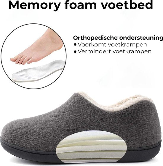 Pantoffels Dames - Sloffen - Maat 38/39 - Grijs - Anti-slip - Comfeet