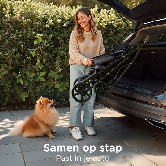 TrevoPet® Inklapbare Hondenbuggy - Voor Kleine en Middelgrote Honden tot 15 kg - Wandelwagen met Bekerhouder & Grote Opbergmand - Zwart
