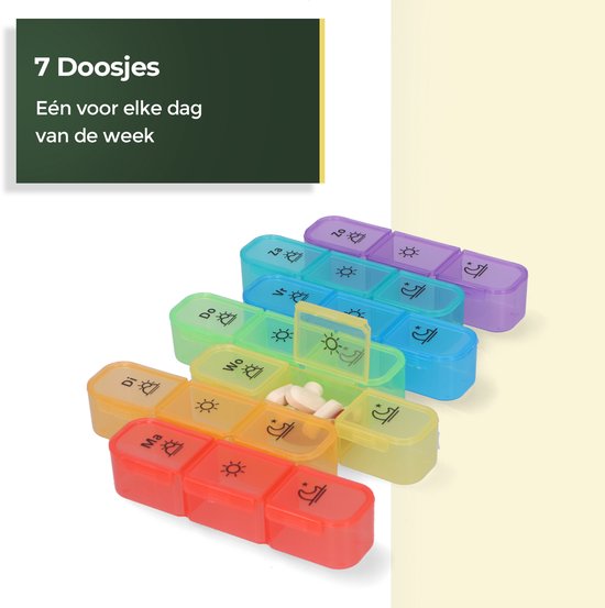 Gandria Pillendoos 7 Dagen - Uitneembaar Pillendoosje - Medicijndoos met 21 Compartimenten - Medicijndoos met Stevige Sluiting - 3 Vakken per Dag