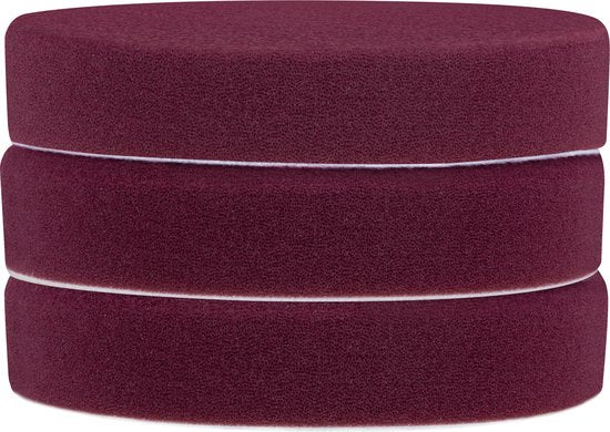 VONROC Polijstschijven/Polijst pads schuim voor polijstmachines – 125mm, 3 stuks - Rood