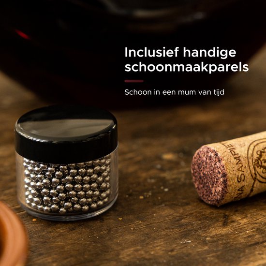 Luxwine® - Decanteer karaf - Wijnkaraf - 1,45L - Incl. 1000 Schoonmaakparels - Incl. kurkafsluiting - Decanter