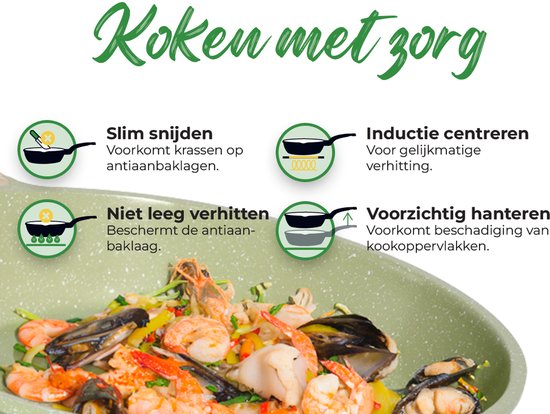21-delige pannenset groene granieten antiaanbaklaag – Geschikt voor alle warmtebronnen, inclusief inductie Just Perfecto JL-723