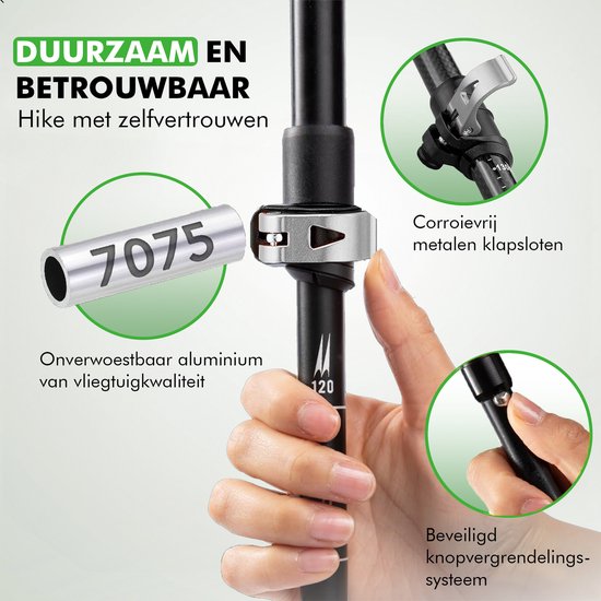 Travelhawk Nordic Walking Stokken Trekkingstokken - Hiking - Wandelstokken - Trekking - Verstelbaar - Opvouwbaar - Alternatief Telescopisch en Inschuifbaar