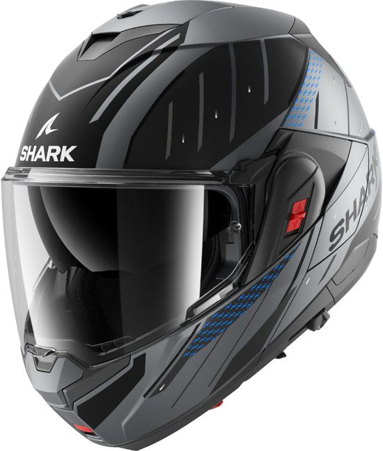 SHARK Oxo Rydger Mat Antraciet Blauw Zwart ABK Systeemhelm - Maat XL - Helm