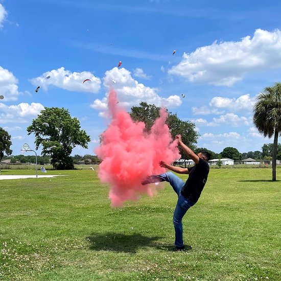 Partizzle Gender Reveal Voetbal - Met Roze & Blauwe Poeder - Babyshower Versiering - Boy or Girl Party - Alternatief Rookbom & Rookkanon - Plastic