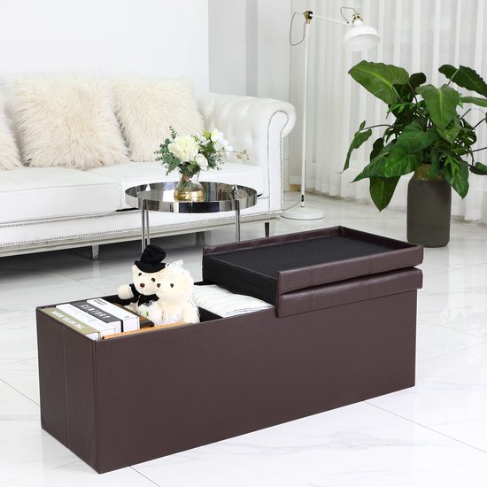 Casaria Zitbank met Opbergruimte - 115x40x40cm 131L Kunstleer – Bruin