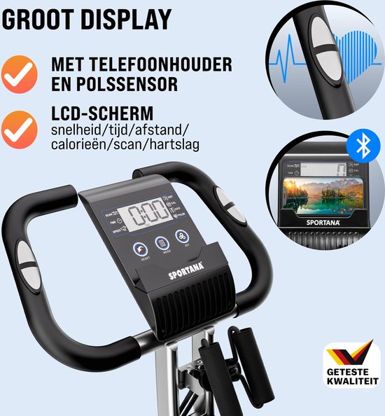 Sportana Hometrainer Eagle 4 - Inklapbaar 10 Niveaus – Zwart Zilver