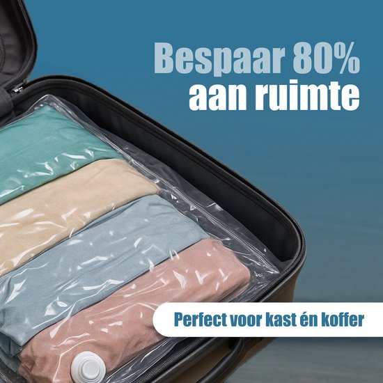 Travelly® Vacuümzakken & Reiszakken Set – Kleding Opbergen & Reizen – Luchtdicht – Herbruikbaar – Ruimtebesparend – Set van 2 – Transparant