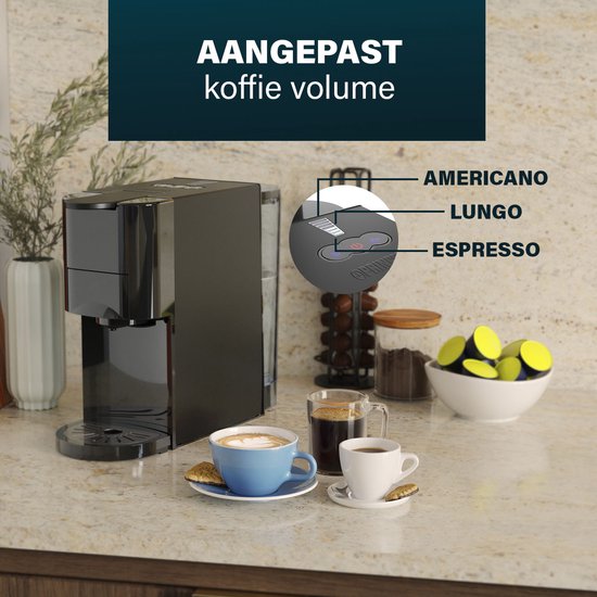 Princess 249454 Multi Capsule Koffiemachine - 4 in 1 - Geschikt voor Nespresso - Dolce Gusto Capsules - Zwart / Zilver