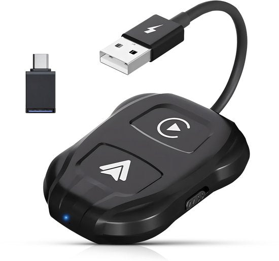 CarMe Luxe 2-in-1 Autodongle - Draadloos CarPlay & Android Auto - 2024 Model - Zwart