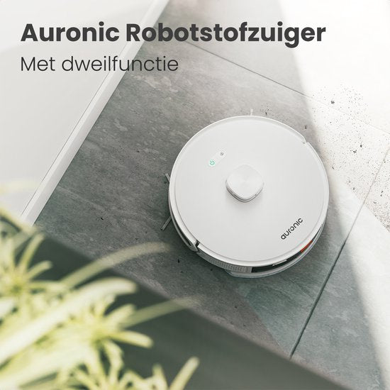 Auronic Robotstofzuiger - Met Dweilfunctie - WiFi en App - Laadstation - Huisdieren - Dweilrobot - Laser Navigatie - Automatisch Leegstation - Wit