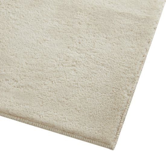 tectake® Kortpolig Vloerkleed -140 x 200 cm - Beige - Tapijt voor Woonkamer, Slaapkamer, Eetkamer - Onderhoudsvriendelijk en Wasbaar - Antislip Ondertapijt - Allergievriendelijk - Diverse maten en kleuren