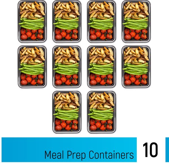 Fitcrafters Meal Prep Bakjes - Vershoudbakjes - Diepvriesbakjes - 10 Stuks - 1 Compartiment - 1L - BPA vrij