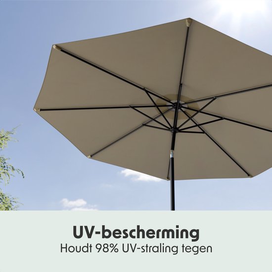 LifeGoods Parasol - Tuin - Ø300 cm - 30° Kantelbaar - Waterdicht - UPF50+ - Taupe