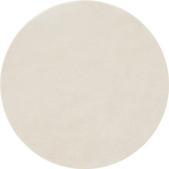 tectake® Kortpolig Vloerkleed - Rond - Ø120 cm - Creme - 1630 g/m² Poolgewicht - Tapijt voor Woonkamer, Slaapkamer, Eetkamer - Onderhoudsvriendelijk en Wasbaar - Antislip Ondertapijt - Allergievriendelijk - Diverse maten en kleuren