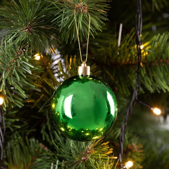 Kerstboomballen 24st Ø6cm - Mat Glanzend Kunststof - Groen