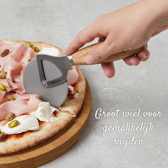 Boska Pizzasnijder Oslo+ - Non-stick BSF™ - Stabiel - Eikenhout & RVS