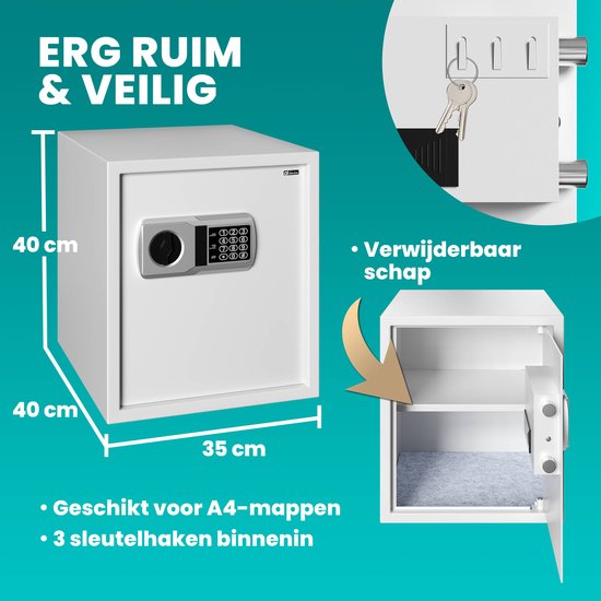 Deuba Kluis - Electronisch Dubbele Pennen Led 35x40x40cm 56l - Zilver