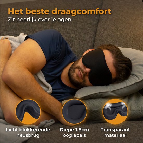 Nuvance - Verstelbaar Slaapmasker - 100% Verduisterend - Ademend Traagschuim - voor Mannen, Vrouwen en Kinderen - Oogmasker Slaap