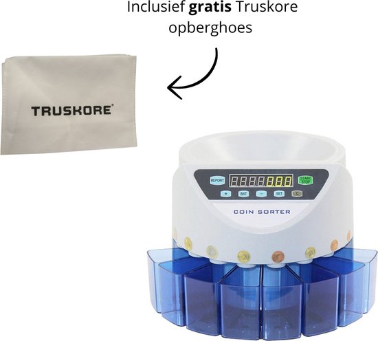 Truskore® - Geldtelmachine - Munttelmachine - Grijs - Muntsorteerder - Incl. Grats Opberg- en Stofhoes - Coin counting G9002