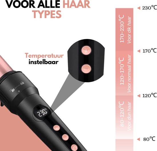 VAIVE 6-in-1 Krultang & Stijltang met Opzetstukken - Haarkruller - Curling Iron