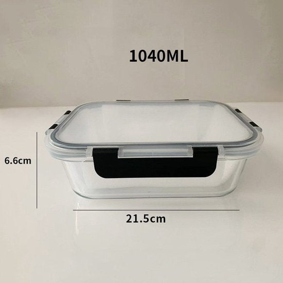 Ceruzo Meal Prep Bakjes - 5 stuks Vershoudbakjes - Borosilicaat Glas- Luchtdicht- 21,5 x 16 x H6,6 cm